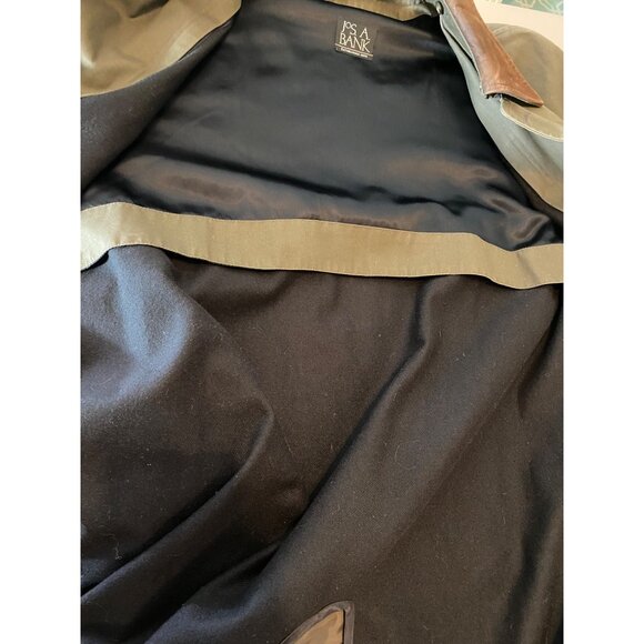 Jos. A. Bank Olive Green Trench Coat w/ Belt Brown Corduroy Collar - Picture 4 of 14
